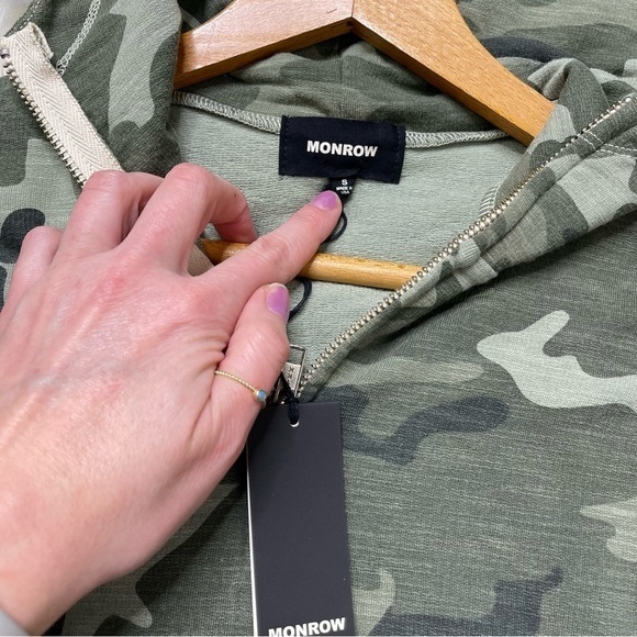 Monrow Revolve‎ Green Camo Olive Green Hoodie - Picture 4 of 8
